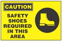 Caution Sign, Safety Shoes Required In This Area (With Symbol, Yellow ...